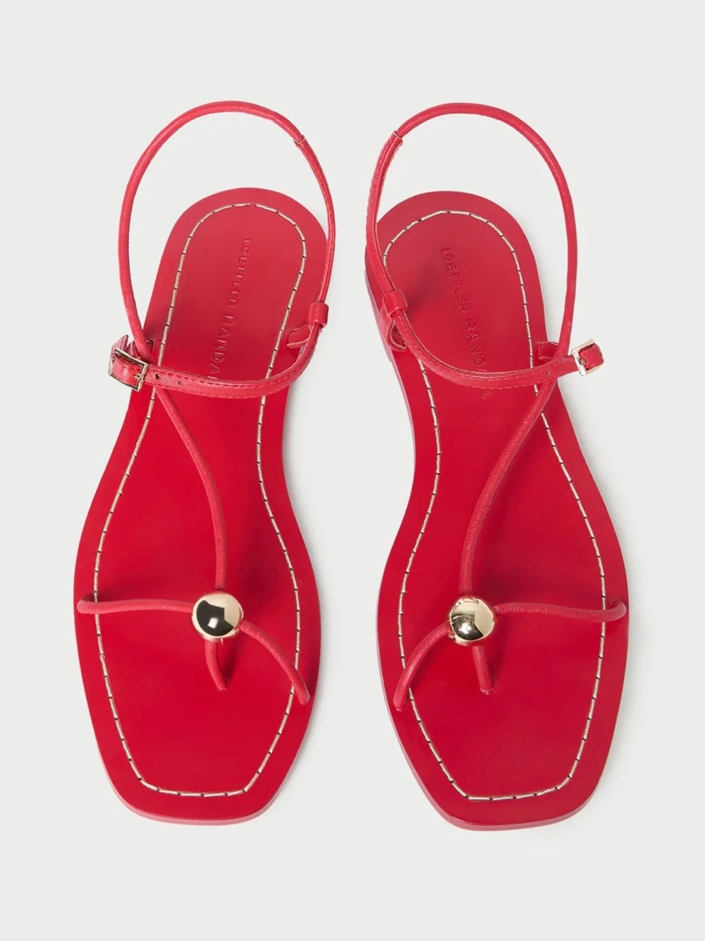 Loeffler Randall Lara Strappy Flat Sandals Red 9
